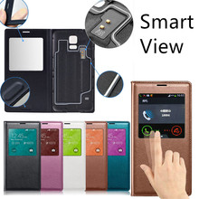 Smart S View Window Original Leather Flip Case For Samsung Galaxy S5 i9600 Phone Bags Cases with IC Chip