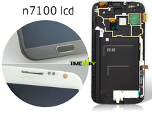 DHL 5pcs For Samsung N7100 lcd with Touch Digitizer Screen Lens parts assembly gray & white,100% OEM with frame