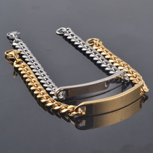 New vintage 316L stainless steel 18K Gold Silver charm bracelet men fashion titanium steel hand chains