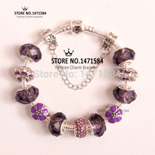 Valentine’s Day gifts mix color murano glass bead charm beaded Fit European Pandora Style Jewelry Purple deck  Bracelets