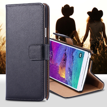 New Flip Genuine Real Leather Case for Samsung Galaxy Note4 Luxury Accessories Retro Wallet Stand Phone