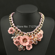 17Colors 2015 fashion collar chunky Choker Flower Statement Necklace jewelry women necklaces pendants Wholesale NA0090 