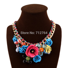 17Colors 2015 fashion collar chunky Choker Flower Statement Necklace jewelry women necklaces pendants Wholesale NA0090 