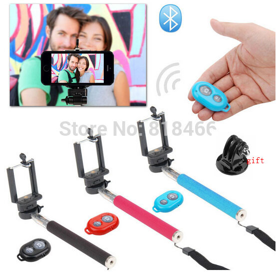 Extendable Self Selfie Handheld Monopod Clip Holder Bluetooth control Camera Shutter Remote Controller for iPhone Samsung