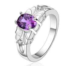 2014 Hot sell Chrismas gift Wholesale 925 silver plated ring fashion jewelry,purple stone in center ring SMTR550