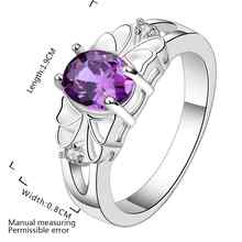 2014 Hot sell Chrismas gift Wholesale silver plated ring fashion jewelry purple stone in center ring