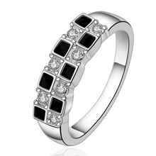 2014 Hot sell Chrismas gift Wholesale 925 silver plated ring fashion jewelry,7 black square ring SMTR619
