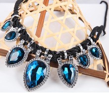 Joyme new arrival mix designs Vintage Jewelry Choker Necklace for Women Leather Rope Austrian Crystal Necklaces
