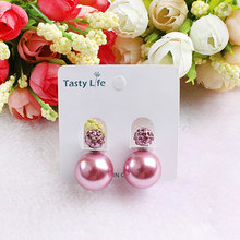 Wholesale 18 Colors Stud Earrings New Fashion Paragraph Hot Selling earring 2014 Double Side Shining Pearl