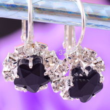 Flawless White Black Topaz sapphire garnet Star Crystal Silver Plated Women Wedding Earring Adorable Dangle Jewelry