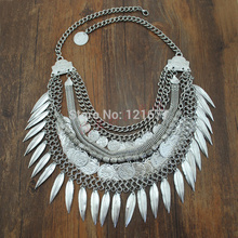 Women Gypsy Necklace Fashion Jewelry Bohemian Antique Silver Coin Necklace Vintage Trendy Turkish Indian Ethnic Necklace