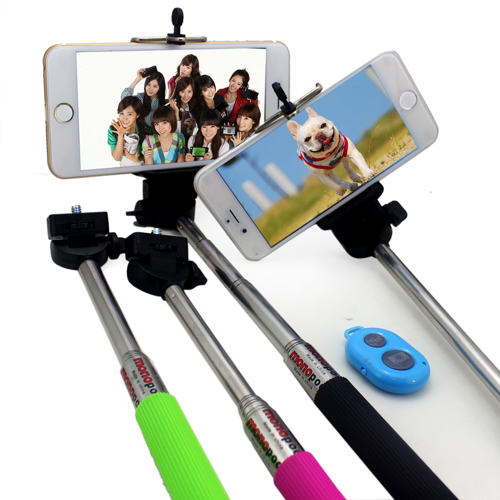 Extendable Selfie Monopod with Clamp Self Stick Tripod App Remote Controller for iPhone Samsung LG Moto