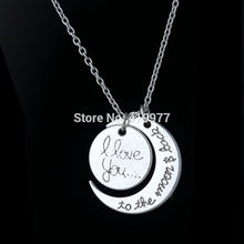 2015 Valentine s Day I Love You To The Moon and Back Silver Pendant Necklace Women