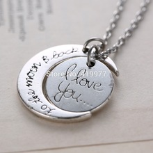2015 Valentine s Day I Love You To The Moon and Back Silver Pendant Necklace Women