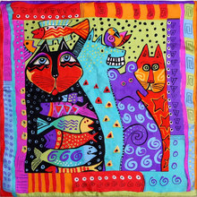 100 Silk Scarf Women Scarf Cat Scarf Silk Bandana 2015 Hijab Print Cat Fish Middle Square