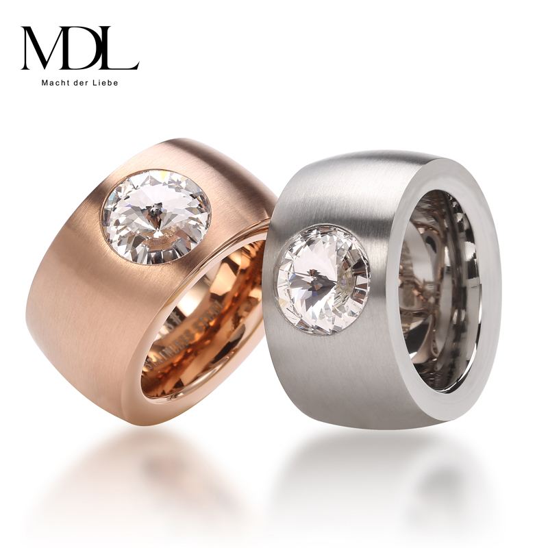 Hot MDL Brand Ring Stainless Steel Rose Gold 18K Gold Silver SWA Element Fine Zircon Jewelry