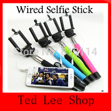 Handheld Camera Monopod Audio Cable Wired Selfie Stick Extendable Sefie Tripod Monopod for iPhone IOS Samsung Android phone