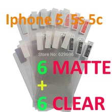 12PCS Total 6PCS Ultra CLEAR + 6PCS Matte Screen protection film Anti-Glare Screen Protector For Apple iphone5 5S 5C