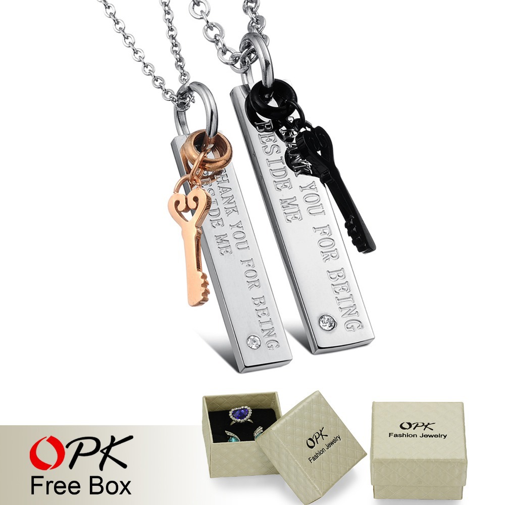 OPK JEWELRY 316L Stainless steel necklace pendants carved Promise words New Personality love pendant with charm