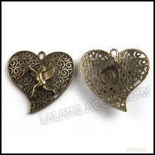 45pcs lot Wholesale 33mm Love Heart Cupid Pendants Alloy Vintage Bronze Necklace Pendants Fit Jewelry DIY