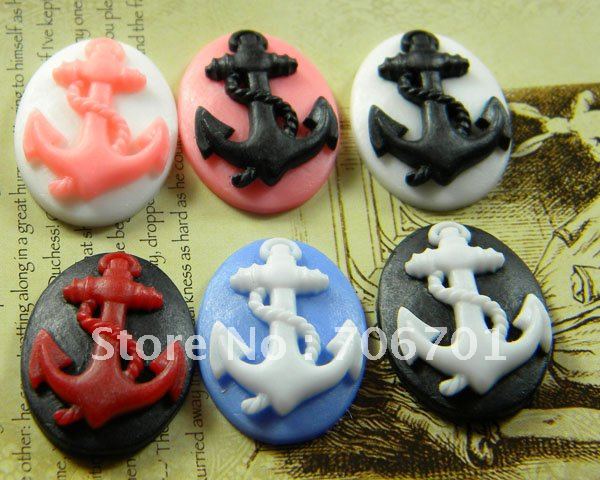 supernova sales Freeshipping 18 25mm 8Colors Resin Anchor Cameo for Necklace Pendants Jewelry Decoration by 100pcs
