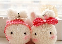 Min. Order 15$, Rice Face Rabbit Plush Stuffed Toy Doll Mobile Charm Strap Cellphone Charm Strap Phone Pendant Strap Chain(China (Mainland))