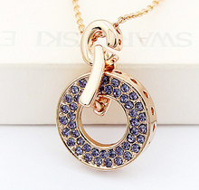 Fashion Brand Necklace Vintage Style Rhinestone Austrian Crystal Necklace Pendant For Women Rose Gold Plated Charm
