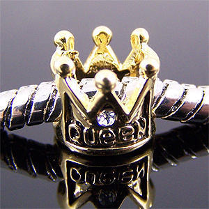 Free Shipping Jewelry 925 Silver Plated Bead European Golden Queen Crown Silver Bead Charms Fit Women