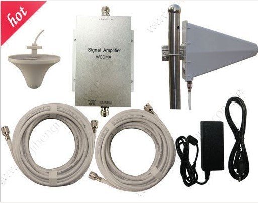 Wholesale WCDMA950 2100Mhz 3G mobile phones signal repeaters WCDMA 3G cell phones boosters with ceiling antennas 300sqm coverage(China (Mainland))
