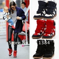 Wholesale/Retail Free Shipping Fashion Annakestle Womens Velcro Strap High-TOP Beyonce Sneakers Shoes/Ladys Ankle Wedge Boots