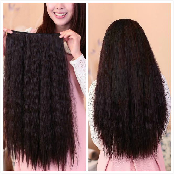 Free Shipping 60cm Deep Wavy Synthetic Hair 5 Clip In Hair Extension