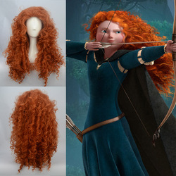 New 2012 MERIDA BRAVE Movie Disguise LONG Orange Curl Hair Cosplay Wig ,Quality Assrance(China (Mainland))