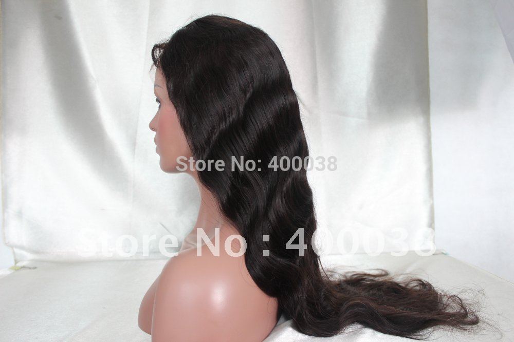 Small cap cheap wavy Indian remy hair silk top full lace wigs in stock top quality 14"-22" natural color body wave free shipping(China (Mainland))
