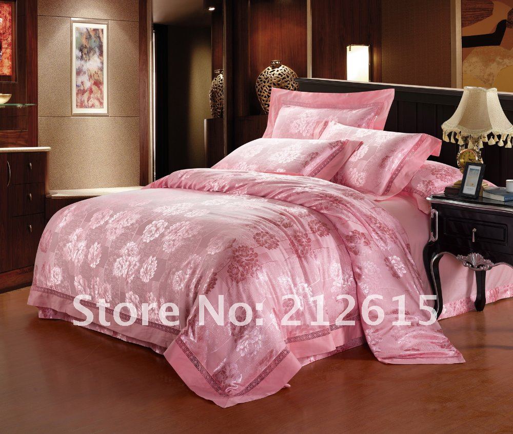 sale modern flower comforter set/pink purple striped fabric bedding ...