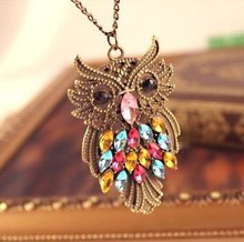 Min.order is $10 (mix order)  cheap ! N011  fashion vintage  Hollow Cute Owl Necklace wholesal!free shippping
