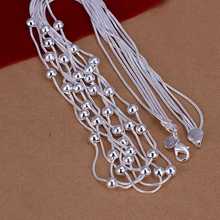 Hot Sale Free Shipping 925 Silver Necklace Fashion Sterling Silver Jewelry Filve Line Beads Necklace SMTN213