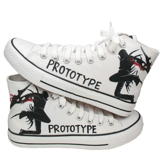 Prototype high top lace up canvas shoes men women customizable hand painted fashion sneakers