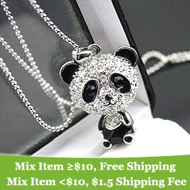 Christmas gifts free shipping new hot Fashion rhinestone Korea cute panda Promotions necklace Statement jewelry Wholesale