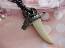PL034/leather necklaces,high quality punk men wolf tooth necklace,fashion jewelry,100% genuine leather,handmade jewelry
