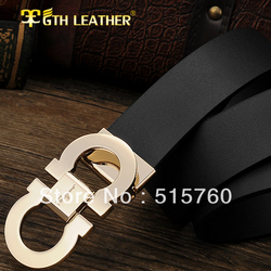 Top Sales Alloy Letters Buckle Men And Women Belts & men's Genuine Leather Belt, Exquisite gift box packaging,Drop Shipping!(China (Mainland))