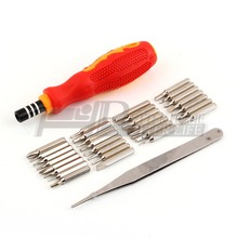 New32 in 1 set Micro Pocket Precision Screw Driver Kit Magnetic Screwdriver cell phone tool repair box free shipping