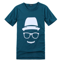 Free shipping, 2013 new arrival men's cute print tee/T-shirt, dark blue black, plus sizeL-3XL, drop shipping, MTS033