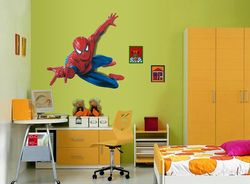 Free Shipping:Dropshipping Large Spiderman 3D Art Wall Decals/Removable PVC Wall stickers Mural For Boys' Room Decor 90*110cm(China (Mainland))