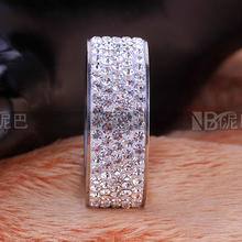 White 5 Row Lines Crystal Jewelry Free Shipping Wholesale Fashion Stainless Steel Ring