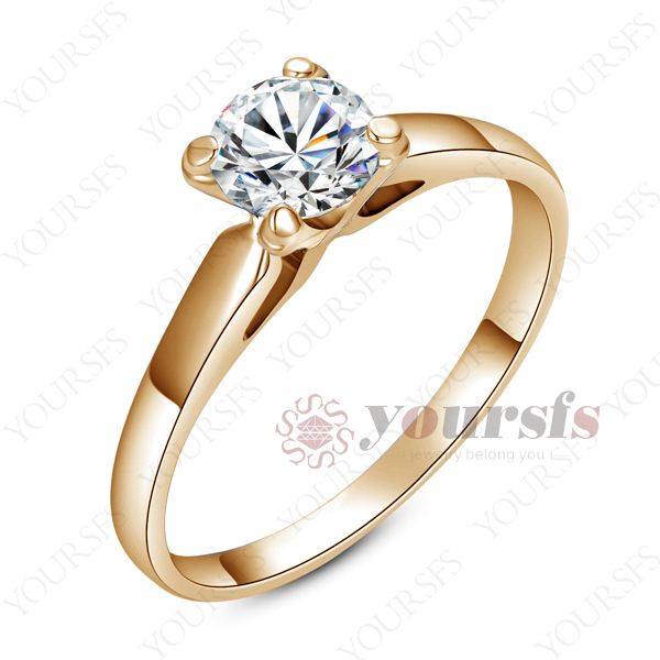 Free Shipping Rhinestone Jewelry 18K Gold Plated Engagement Rings Use Sw Crystal Simulation of Diamond Ring