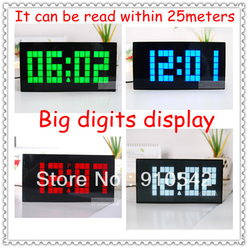 Free Shipping 2013 Latest LED Digital Large Jumbo Wall Alarm Light Calendar Temperature Snooze Big Clocks Display(China (Mainland))