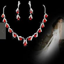 XL10 neckace brincos set elegante conjunto de jóias de strass para casamento da noiva do partido O-QXL005-10 atacado(China (Mainland))