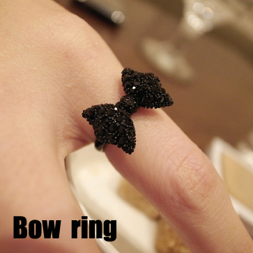 Fashion Vintage Cute Black Rhinestone Butterfly Bow Rings Jewelry Hot Selling Accessories For Women Wholesale 2014