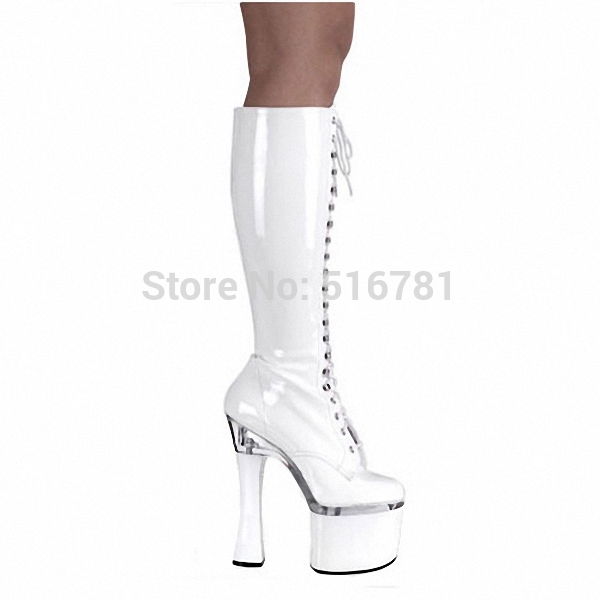 2014 New Arrive Great Quality Thick Heel Lace up Platform High Heel Round Toe Fashion Knee