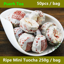 2010 Ginseng Flower Puer Ripe Tea Mini, 250g Tea Puer Of Yunnan Old Ripe Puerh For Sale, Refreshing Sobering, Improving Eyesight
